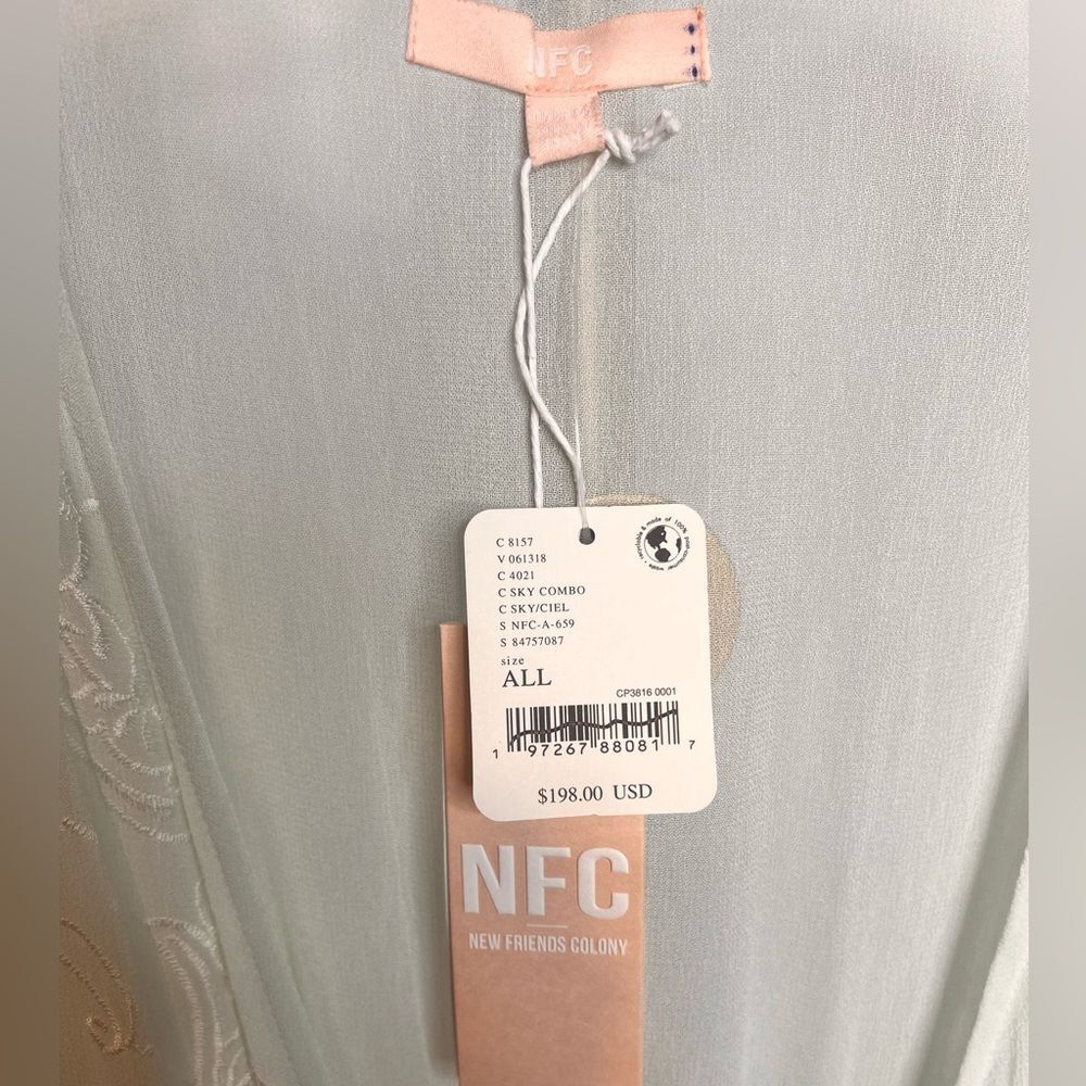 Free People x NFC La Cienega Embroidered Kimono Duster in Sky Combo - Picture 7 of 7